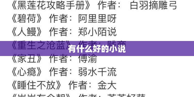 有什么好的小说 有什么好的小说