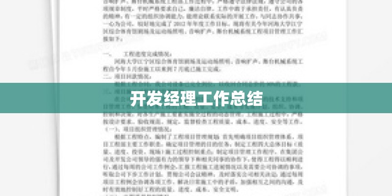 开发经理工作总结