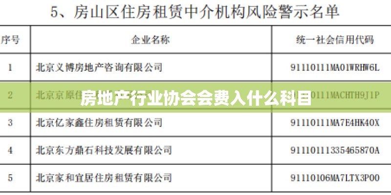房地产行业协会会费入什么科目