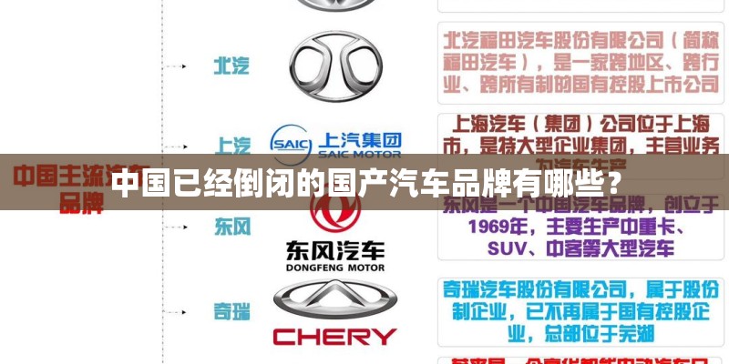 中国已经倒闭的国产汽车品牌有哪些? 中国已经倒闭的国产汽车品牌有哪些?