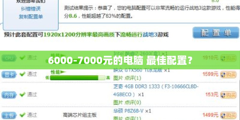 6000-7000元的电脑 最佳配置? 6000-7000元的电脑 最佳配置?