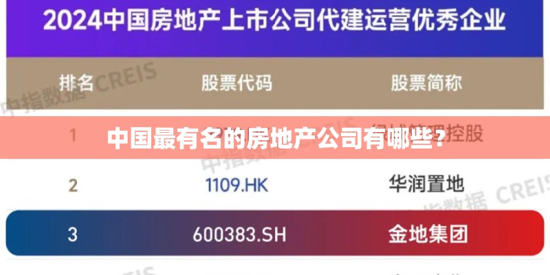 中国最有名的房地产公司有哪些? 中国最有名的房地产公司有哪些?