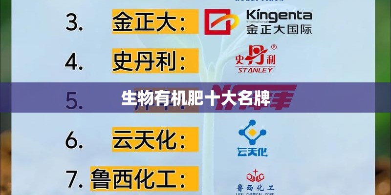 生物有机肥十大名牌