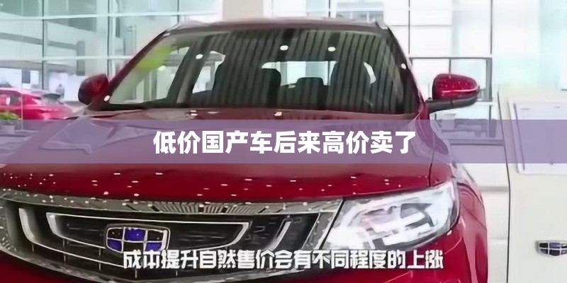 低价国产车后来高价卖了