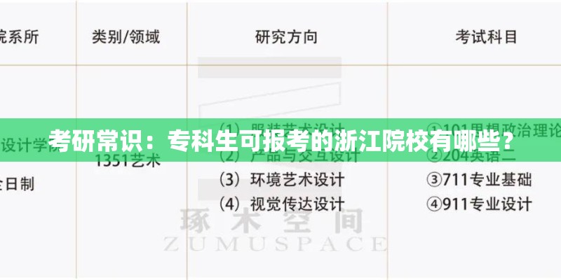 考研常识:专科生可报考的浙江院校有哪些? 考研常识:专科生可报考的浙江院校有哪些?