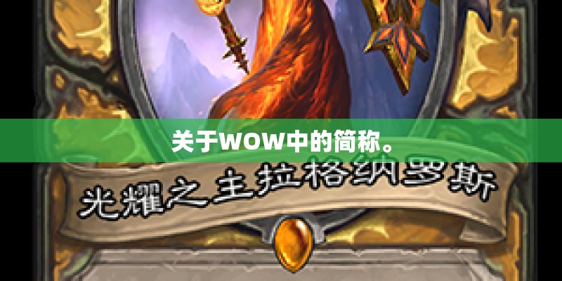 关于WOW中的简称。