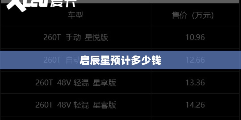 启辰星预计多少钱 启辰星预计多少钱