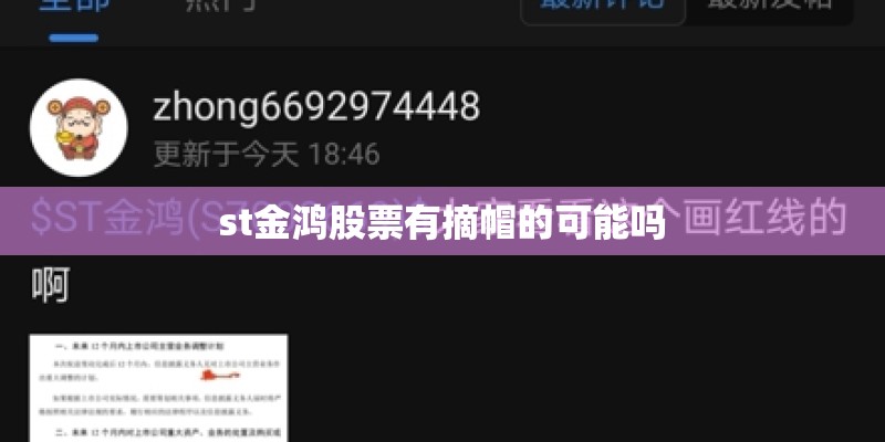 st金鸿股票有摘帽的可能吗 st金鸿股票有摘帽的可能吗
