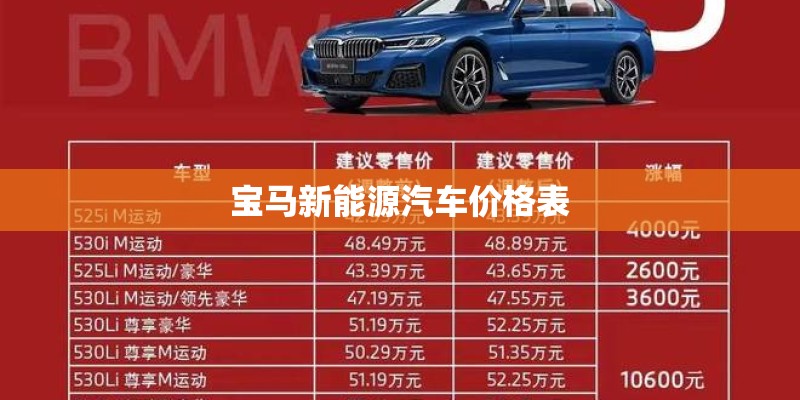 宝马新能源汽车价格表