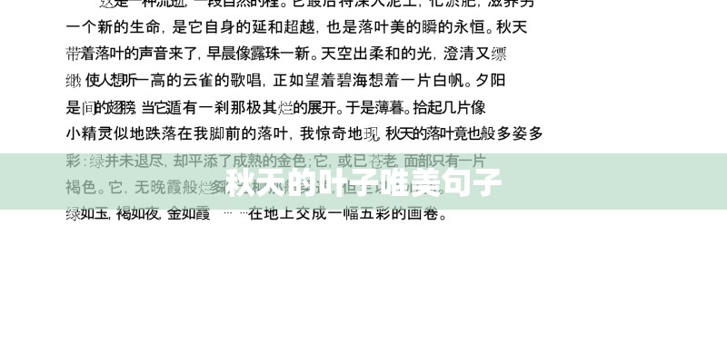 秋天的叶子唯美句子 秋天的叶子唯美句子
