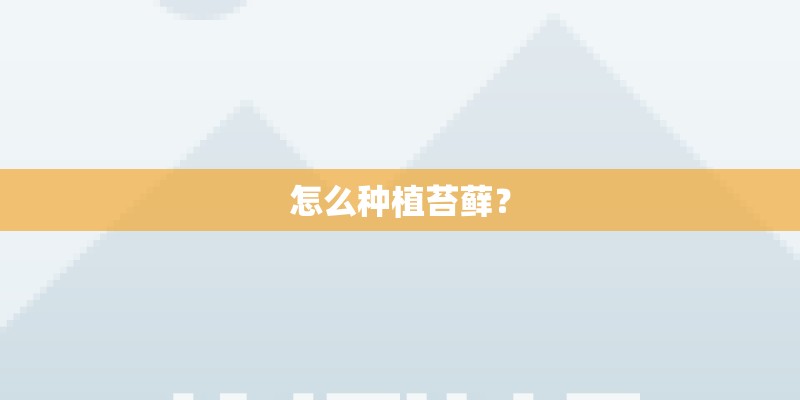 怎么种植苔藓？