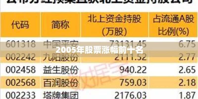 2005年股票涨幅前十名