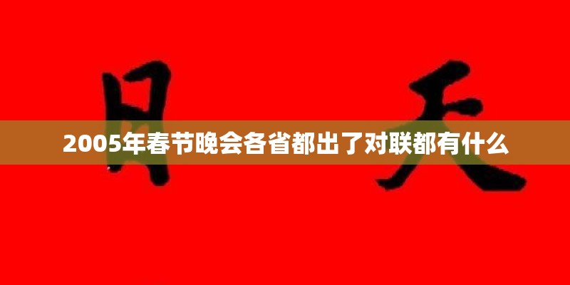 2005年春节晚会各省都出了对联都有什么 2005年春节晚会各省都出了对联都有什么