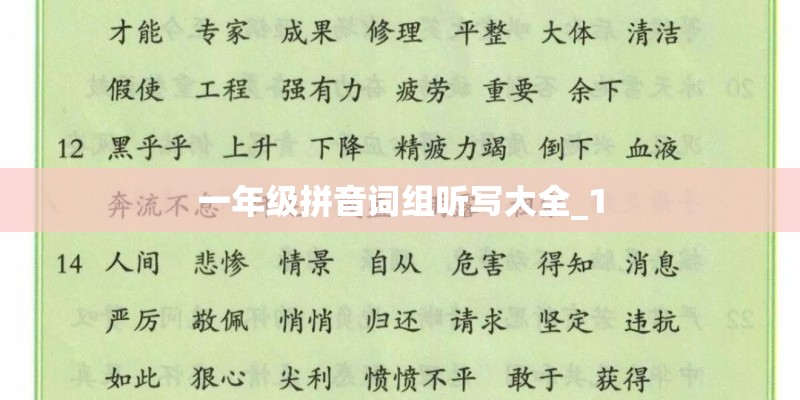 一年级拼音词组听写大全_1