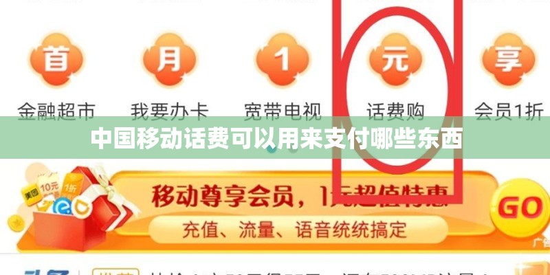 中国移动话费可以用来支付哪些东西